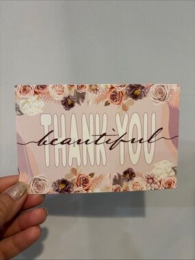 Floral 'Thank You Beautiful' Card - Pink & Cream